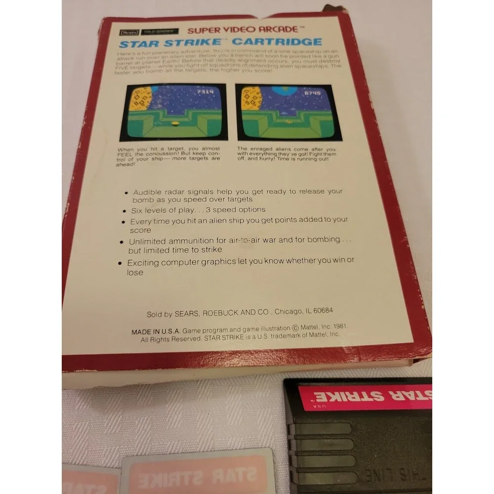 Star Strike Sears Tele Games  Intellivision CIB Complete w Overlays Damaged Box